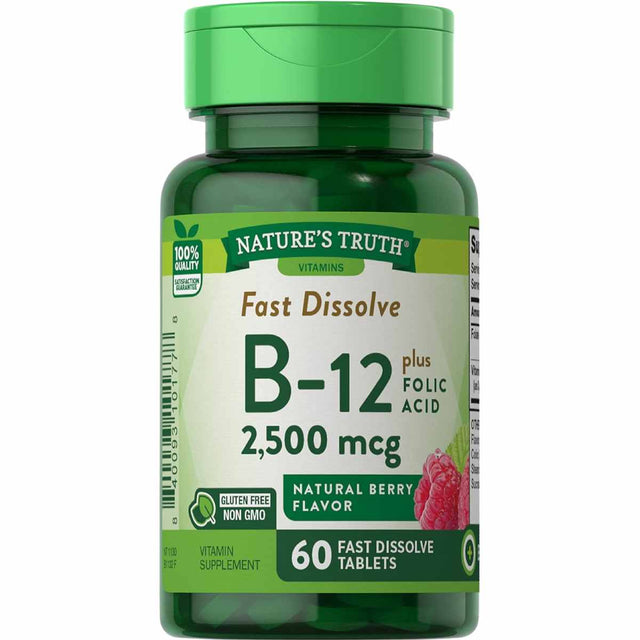 Nature's Truth Vitamina B12 2500 mcg - 60 Tabletas de disolución rápida - Haz Tu Pedido