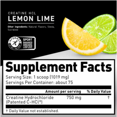 Kaged  Creatina HCl™ - Sabor Lima Limón - 76,42 g - Tabla Nutricional - Haz Tu Pedido
