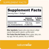 NatureWise Vitamina D3 4000 IU - 30 Cápsulas Blandas - Tabla Nutricional - Haz Tu Pedido