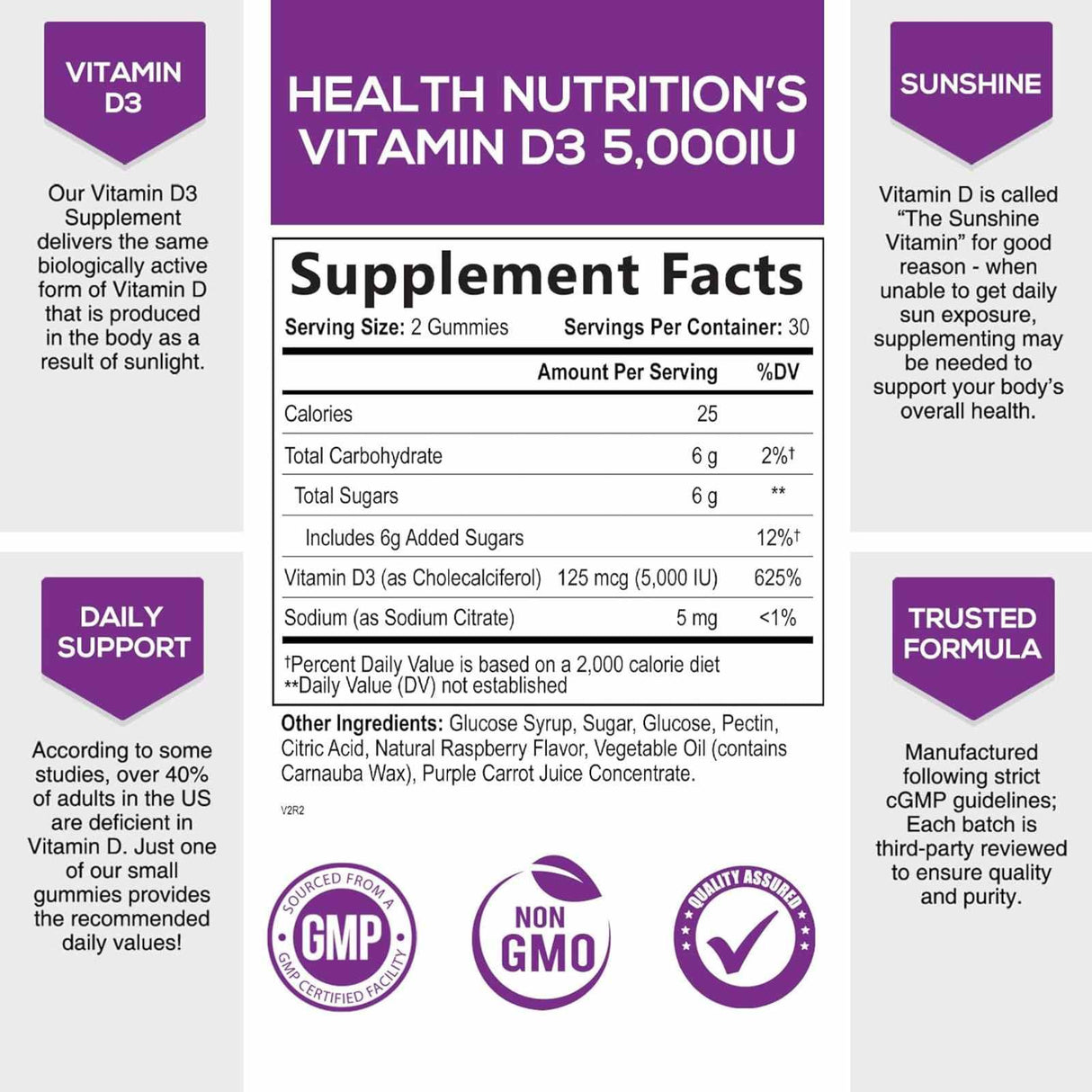 Health Nutrition Naturals Vitamina D3 5000 IU - Gomitas