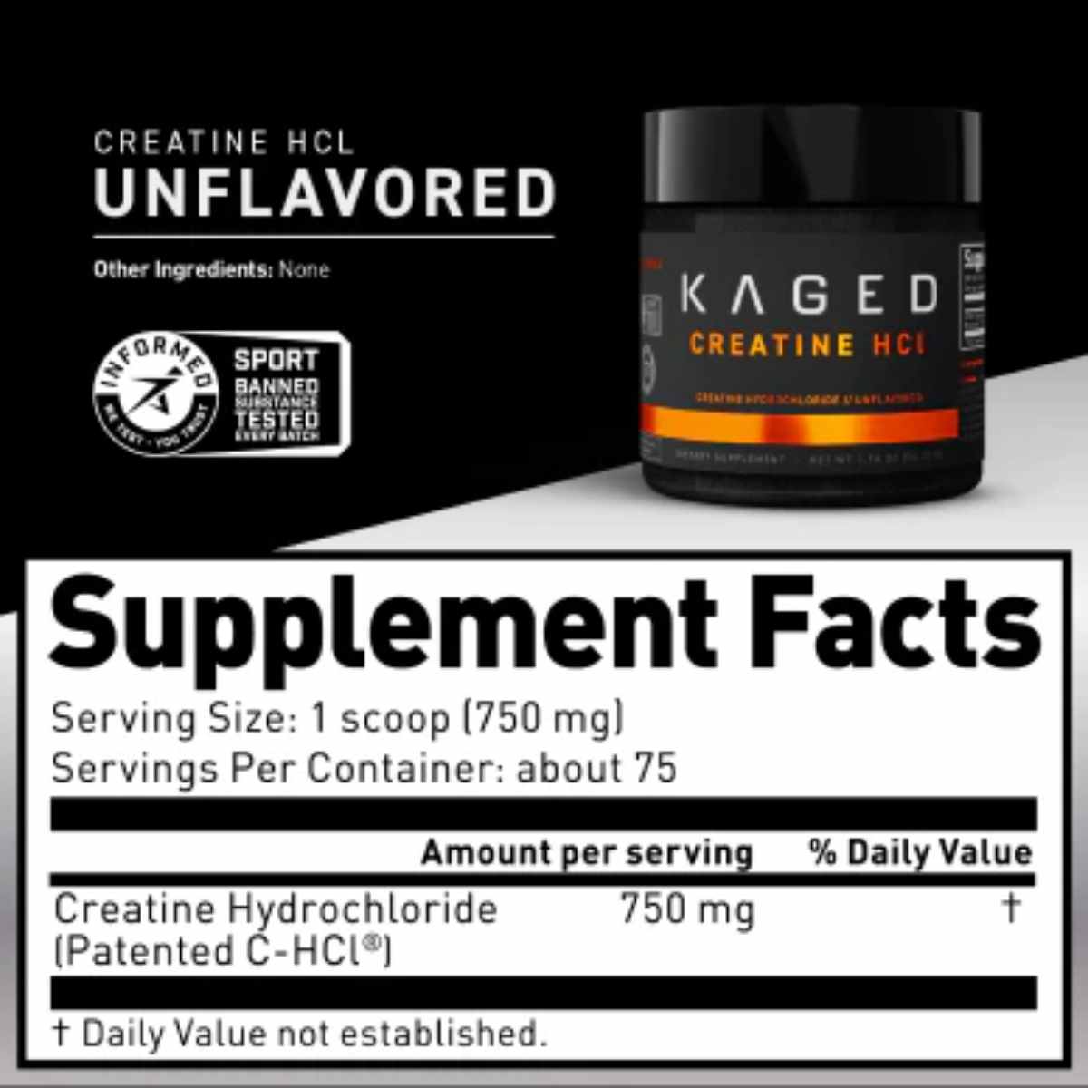 Kaged Creatine HCl™ - 56,25 g - Tabla Nutricional - Haz Tu Pedido
