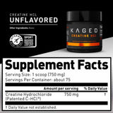 Kaged Creatine HCl™ - 56,25 g - Tabla Nutricional - Haz Tu Pedido

