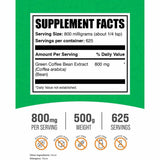 BulkSupplements.com Extracto de Grano de Café Verde  800 mg - 500 g - Tabla Nutricional - Haz Tu Pedido
