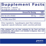  Citrato de Zinc - 60 Cápsulas - Tabla Nutricional - Haz Tu Pedido
