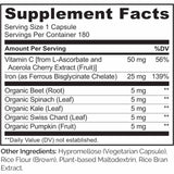 Naturelo Hierro con Vitamina C 25 mg - 180 Cápsulas Vegetarianas - Tabla Nutricional - Haz Tu Pedido