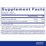Pure Encapsulations Hierro Con Vitamina C  - 30 Cápsulas - Tabla Nutricional - Haz Tu Pedido