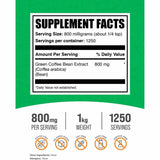 BulkSupplements.com Extracto de Grano de Café Verde  800 mg - 1000 g - Tabla Nutricional - Haz Tu Pedido
