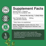Natures Craft Saw Palmetto 500 mg - 200 Cápsulas - Tabla Nutricional - Haz Tu Pedido