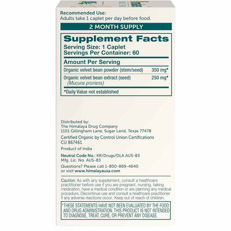 Himalaya Mucuna - 60 Comprimidos - Tabla Nutricional - Haz Tu Pedido