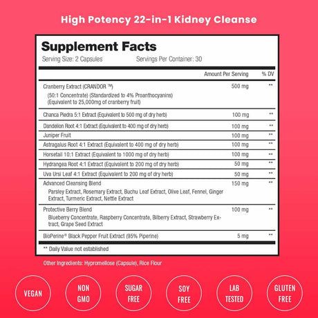 NutraChamps Suplemento Desintoxicación y Limpieza renal - 60 Cápsulas Veganas - Tabla Nutricional - Haz Tu Pedido
