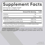 Sports Research CLA 1250 - 90 Cápsulas Blandas Vegetales - Tabla Nutricional - Haz Tu Pedido