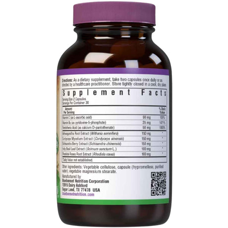 Bluebonnet Suplemento para la Salud de las Glándulas Suprarrenales - 120 Cápsulas Vegetales - Tabla Nutricional - Haz Tu Pedido