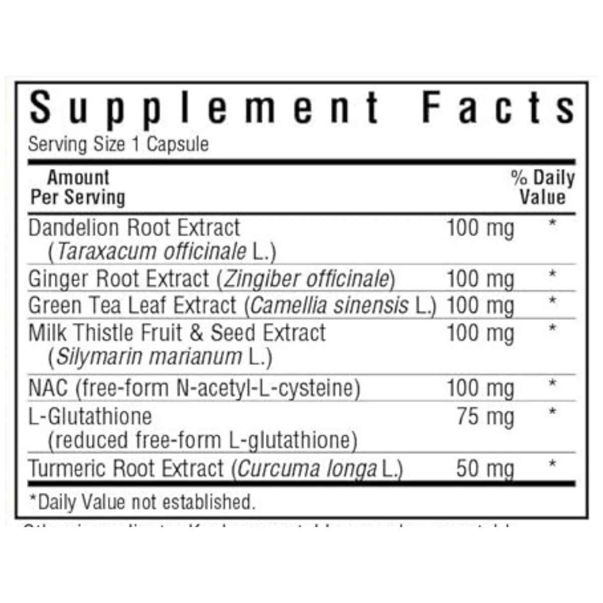  Suplemento para Desintoxicación del Hígado - 30 Cápsulas Vegetales - Tabla Nutricional - Haz Tu Pedido