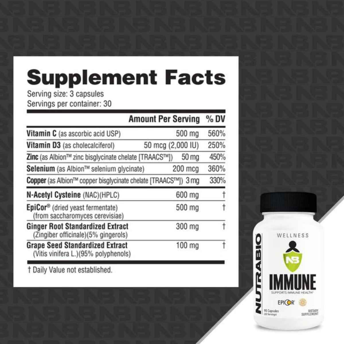 NutraBio Soporte Inmune - 90 Cápsulas - Tabla Nutricional - Haz Tu Pedido