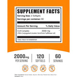 BulkSupplements.com CLA Ácido Linoleico Conjugado 2000 mg - 120 Cápsulas Blandas - Tabla Nutricional - Haz Tu Pedido