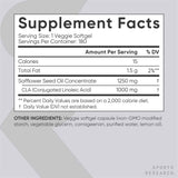 Sports Research CLA  1250 mg - 180 Cápsulas Blandas Vegetales - Tabla Nutricional - Haz Tu Pedido