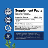 Natures Craft DHEA 100 mg - 60 Cápsulas - Tabla Nutricional - Haz Tu Pedido