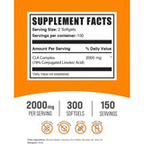 BulkSupplements.com Cla Ácido Linoleico Conjugado - 300 Cápsulas Blandas - Tabla Nutricional - Haz Tu Pedido