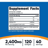 Nutricost CLA Ácido Linoleico Conjugado 2400 mg - 120 Cápsulas Blandas - Tabla Nutricional - Haz Tu Pedido