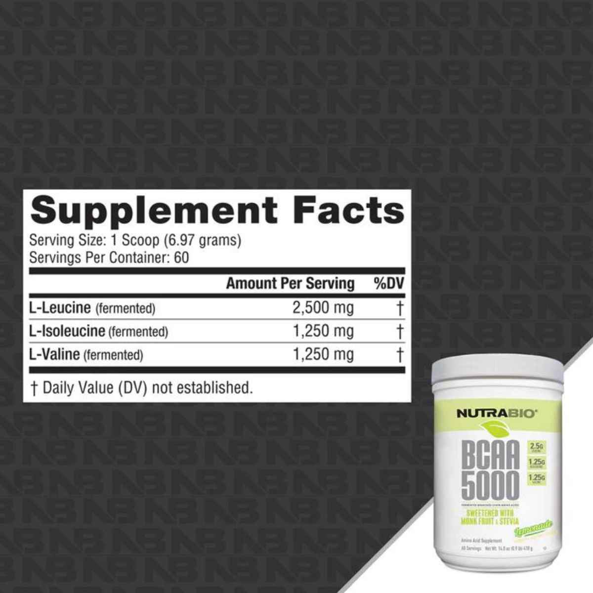 NutraBio Aminoácidos de Cadena Ramificada 5000 mg - Polvo