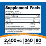 Nutricost CLA Ácido Linoleico Conjugado 2400 mg - 240 Cápsulas Blandas - Tabla Nutricional - Haz Tu Pedido