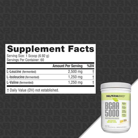 NutraBio Aminoácidos de Cadena Ramificada 5000 mg - Polvo