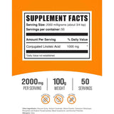 BulkSupplements.com CLA Ácido Linoleico Conjugado 2000 mg - 100 g - Tabla Nutricional - Haz Tu Pedido