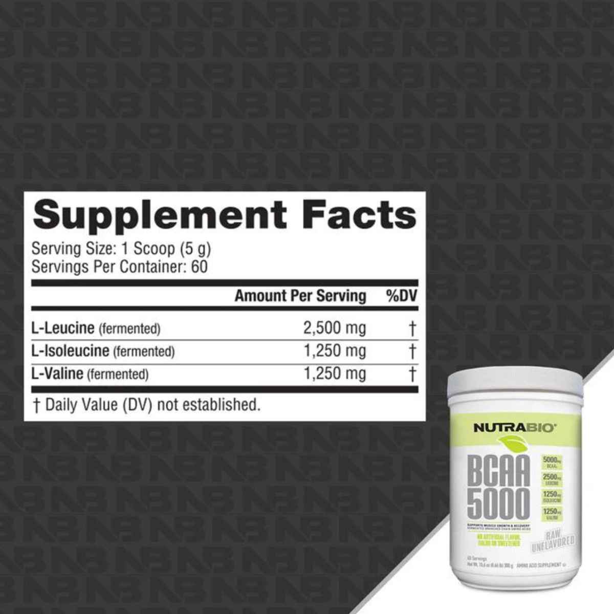 NutraBio Aminoácidos de Cadena Ramificada 5000 mg - Polvo