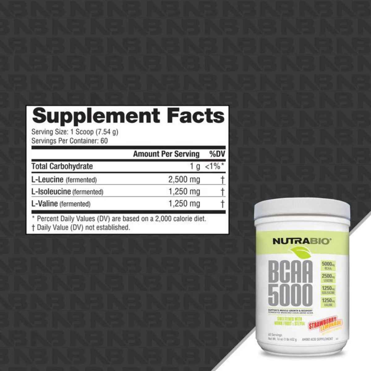 NutraBio Aminoácidos de Cadena Ramificada 5000 mg - Polvo