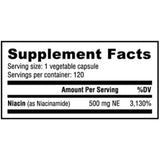  Niacinamida B-3 500 mg - 120 Cápsulas Vegetales - Tabla Nutricional - Haz Tu Pedido