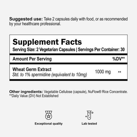 omre Espermidina  - 60 Cápsulas - Tabla Nutricional - Haz Tu Pedido