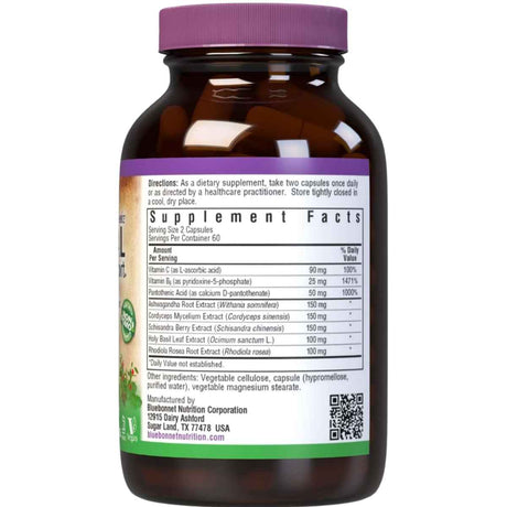Bluebonnet Suplento para Salud de las Glándulas Suprarrenales - 60 Cápsulas Vegetales - Tabla Nutricional - Haz Tu Pedido
