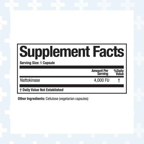  Nattovena Nattoquinasa - 180 Cápsulas - Tabla Nutricional - Haz Tu Pedido