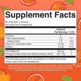Tabla nutricional de gomitas omega 3 MaryRuth Organics con aceite de linaza y vitamina C