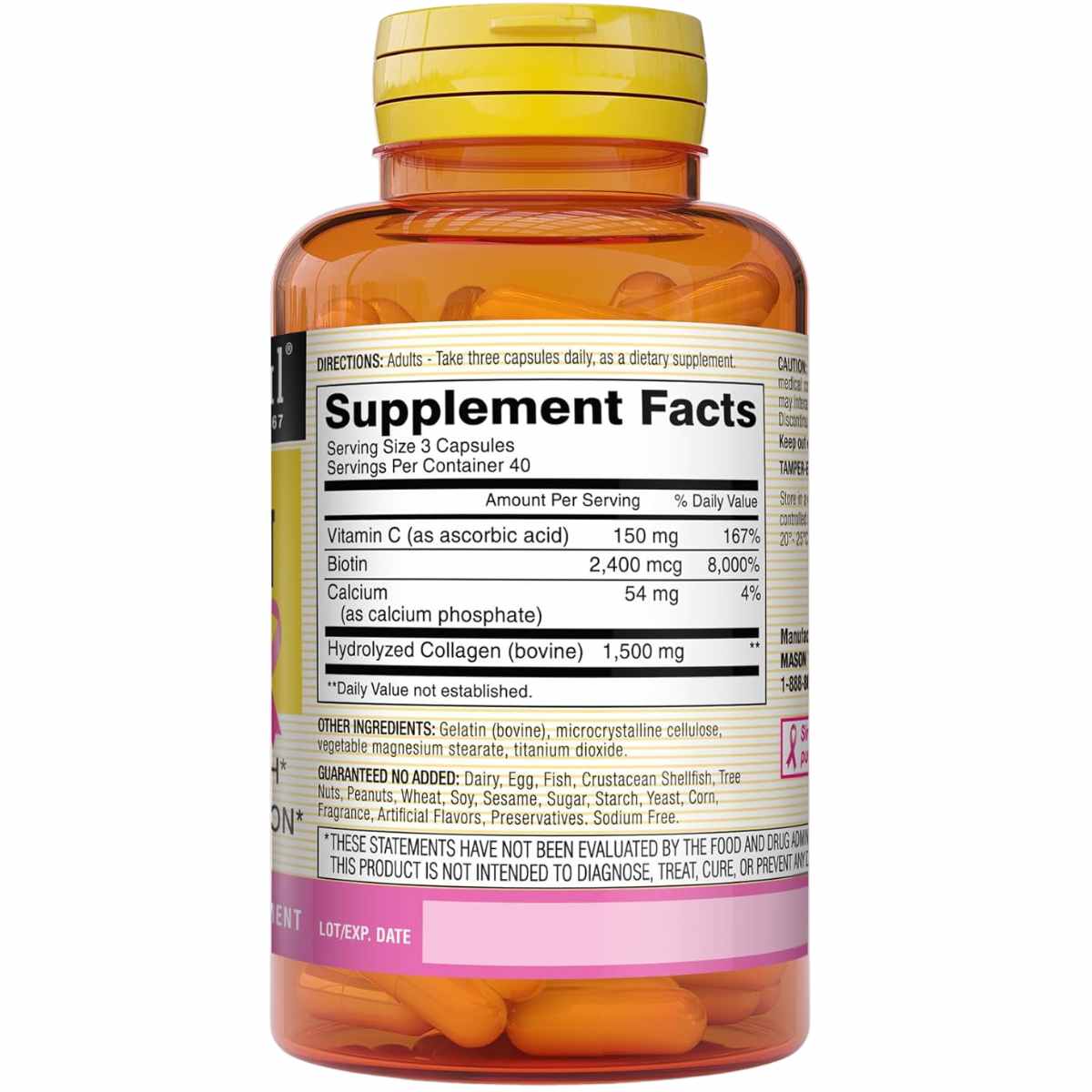 Mason Natural Colágeno 1500 mg con Vitamina C - 120 Cápsulas - Haz Tu Pedido