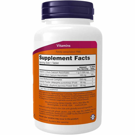  Complejo de Vitamina C-1000 de NOW Foods en cómodas tabletas. ¡Descubre la potencia antioxidante y refuerza tu salud con esta fórmula avanzada! Energía natural y sistema inmunológico fortalecido en cada tableta. ¡Tu bienestar, nuestra prioridad!