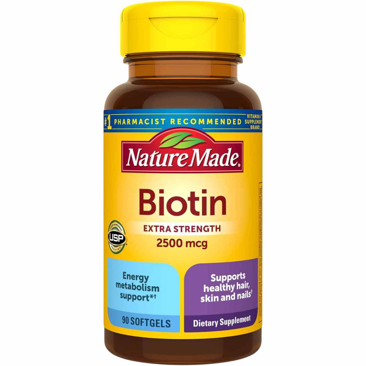  Biotina Nature Made - 2500 mcg - Cápsulas Suaves: Una fórmula de alta potencia para fortalecer tu cabello, piel y uñas desde adentro.