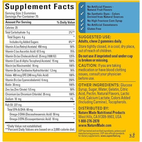  ¡Gomitas Nature Made Multivitamínico + Omega 3 sabor fresa y Limón!