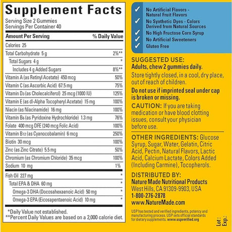  ¡Gomitas Nature Made Multivitamínico + Omega 3 sabor fresa y Limón!