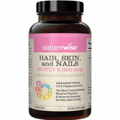  NatureWise presenta su potente fórmula para el cuidado completo de la piel, uñas y cabello en 270 cápsulas blandas. Transforma tu rutina de belleza desde adentro hacia afuera con la calidad que mereces. ¡Descubre el poder de la belleza integral hoy mismo!
