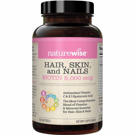 NatureWise presenta su potente fórmula para el cuidado completo de la piel, uñas y cabello en 150 cápsulas blandas. Transforma tu rutina de belleza desde adentro hacia afuera con la calidad que mereces. ¡Descubre el poder de la belleza integral hoy mismo!