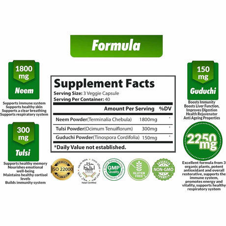 Organic Cadane Neem-2250-mg - 120 Cápsulas - Haz Tu Pedido