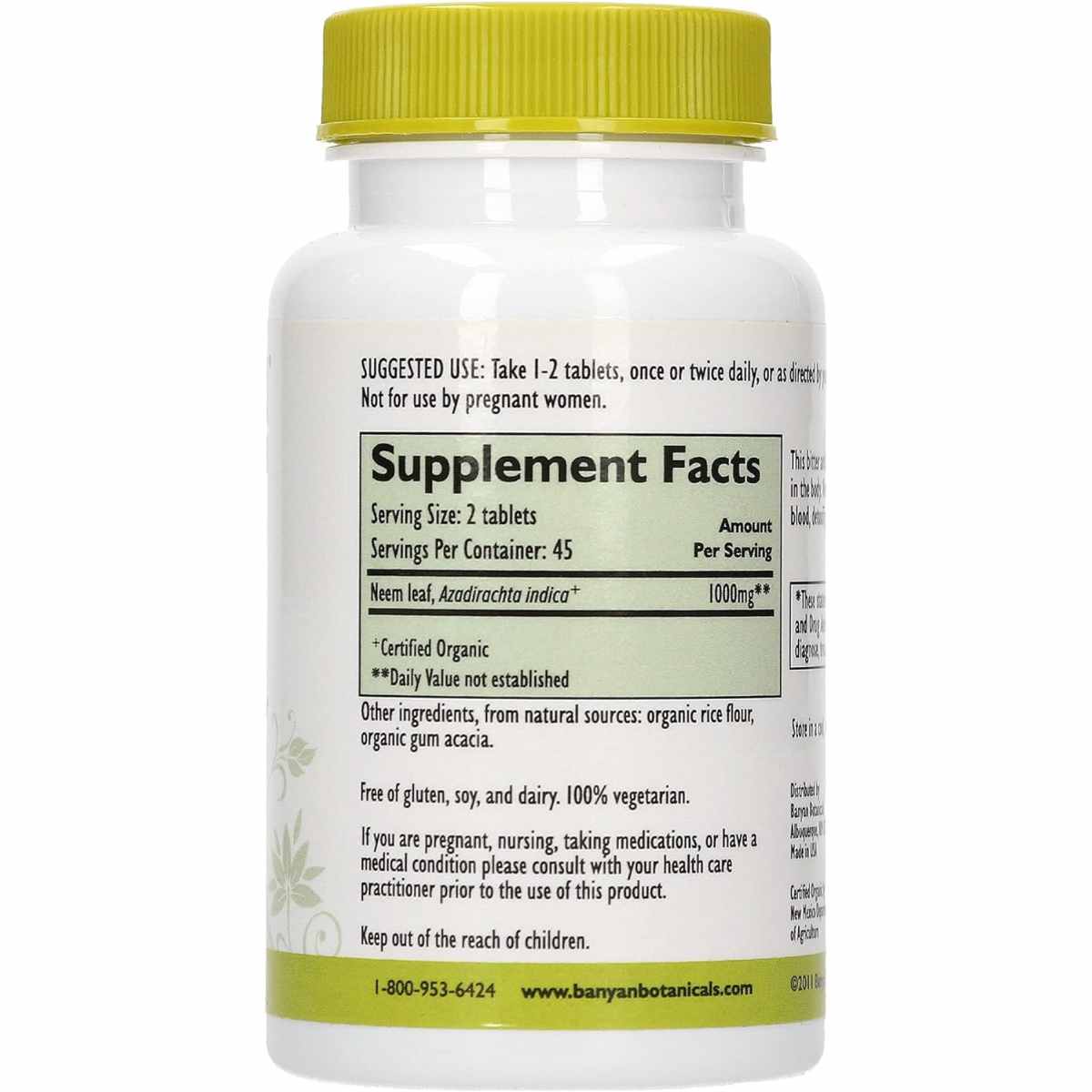 Banyan Botanicals Neem - 1000 mg - 90 Tabletas - Haz Tu Pedido