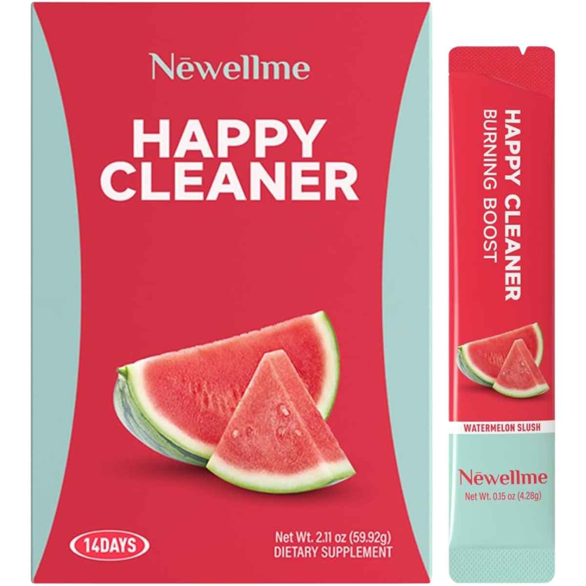 Caja frontal de Newwellme mezcla en polvo con 14 sobres, variante Watermelon Slush