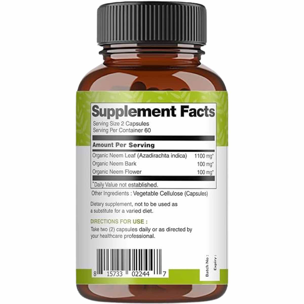 "Maximiza tu bienestar con Organic Veda Neem Triple Complejo."