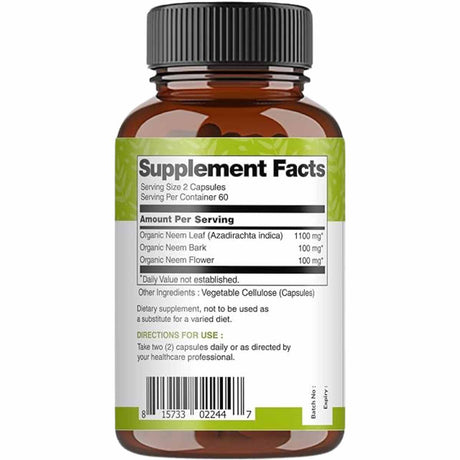 "Maximiza tu bienestar con Organic Veda Neem Triple Complejo."