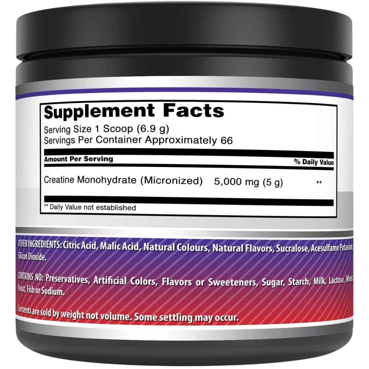 Amazing Nutrition Monohidrato de Creatina Micronizada 5000 mg - Sabor Ponche de Frutas - 454 g - Tabla Nutricional - Haz Tu Pedido