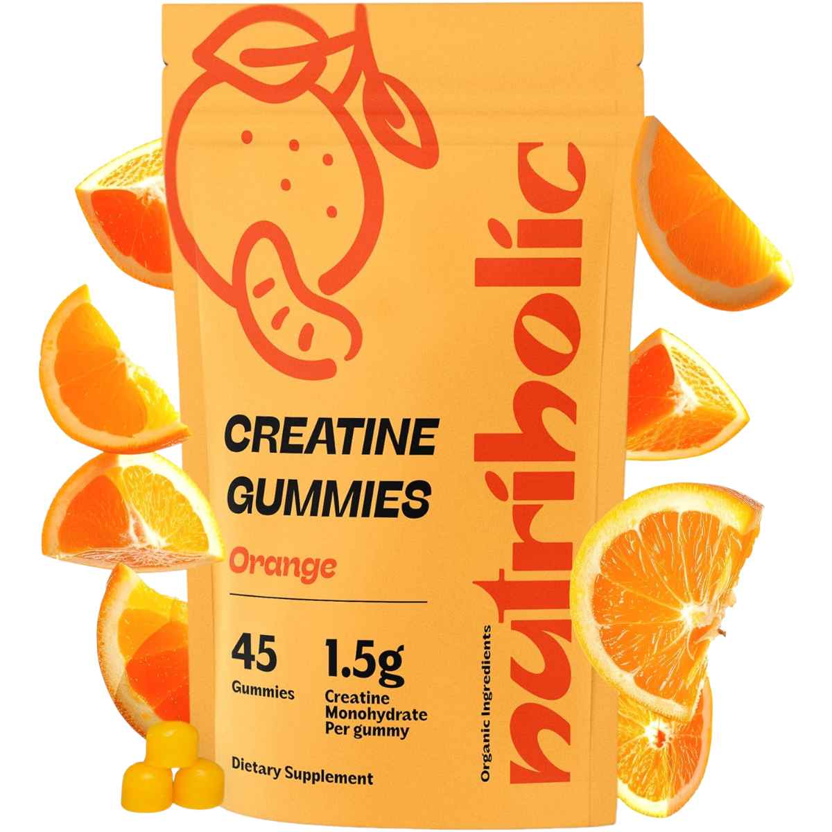 Nutriholic Monohidrato de Creatina - Sabor Naranja - 45 Gomitas - Haz Tu Pedido