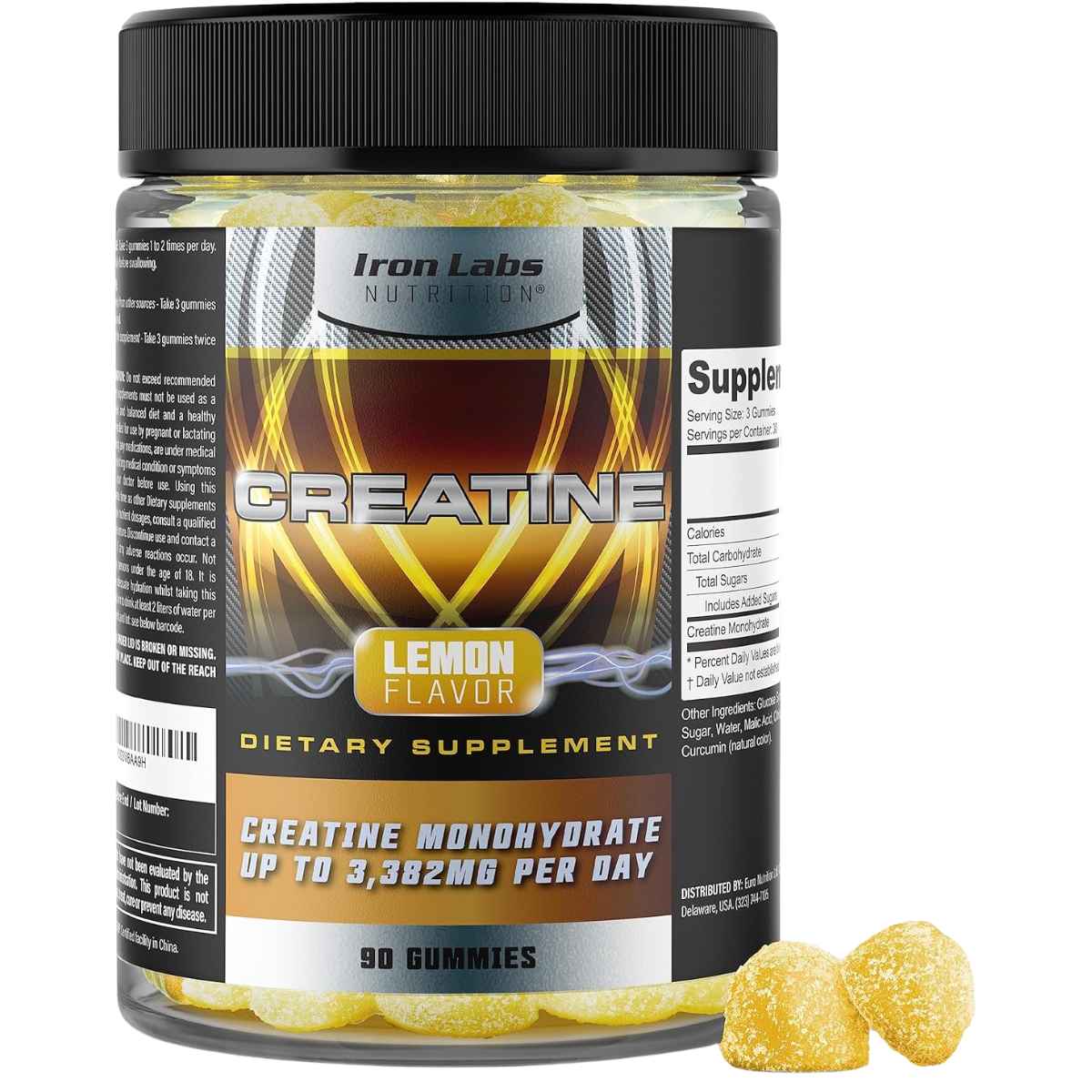 Iron Labs Nutrition Monohidrato de Creatina - Sabor Limón - 90 Gomitas - Haz Tu Pedido