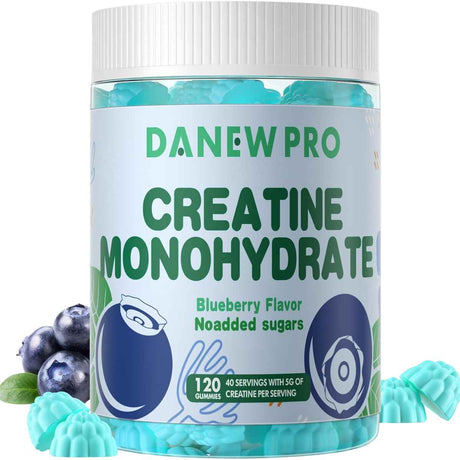 Danew Pro Monohidrato de Creatina 5 g - Sabor Arándano Azul - 120 Gomitas - Haz Tu Pedido